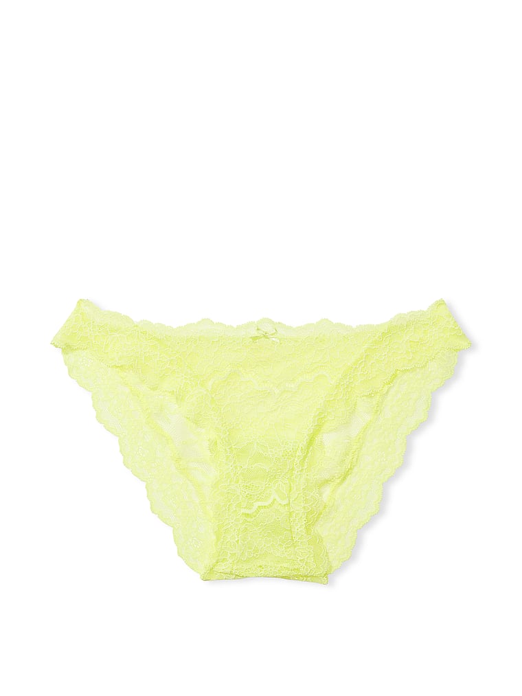 Victoria's Secret, Dream Angels Lace Cheekini Panty, Lime Citron, offModelFront, 3 of 3