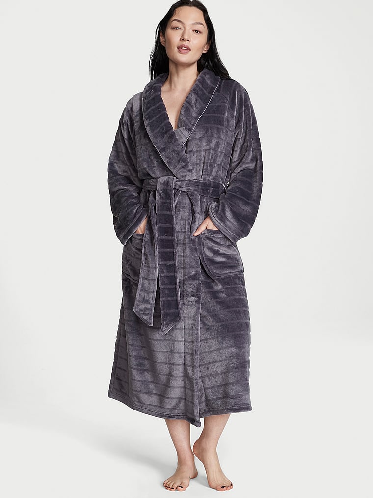 Buy Plush Striped Long Robe, - Order undefined online - Victoria's ...