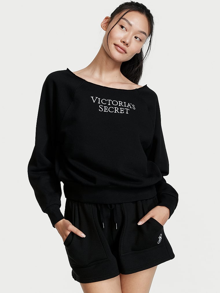 Cotton Fleece Off-Shoulder Top 
