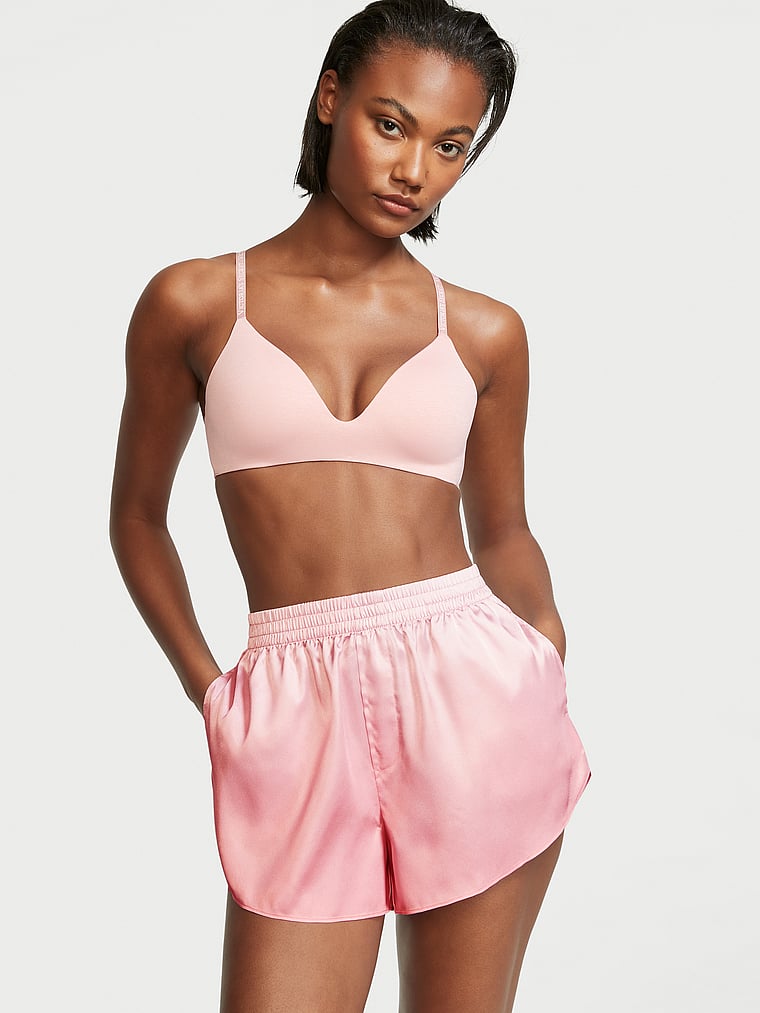 High-Waist Satin Sleep Shorts 