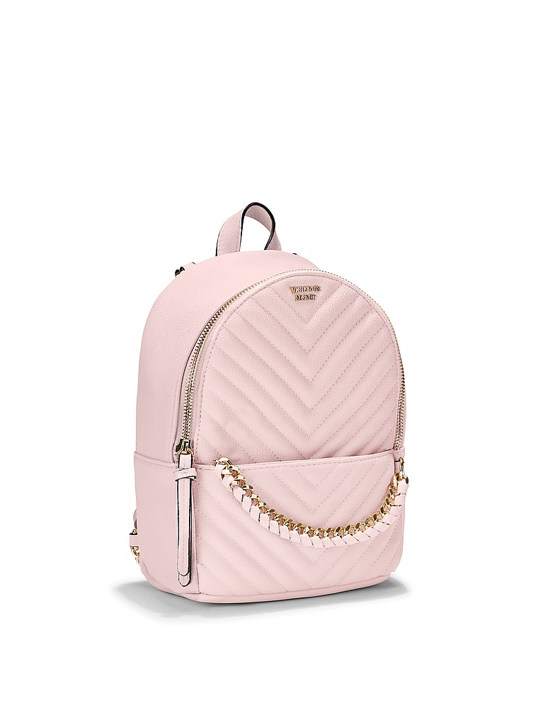 VictoriasSecret Studded V-Quilt Small City Backpack. 3