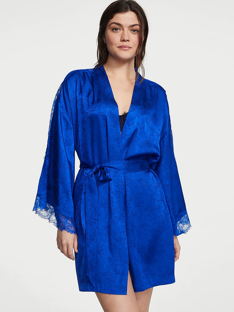 Vs Robe Buy Luxe Satin Jacquard Lace Inset Robe, Blue Oar - Order Robes online ...