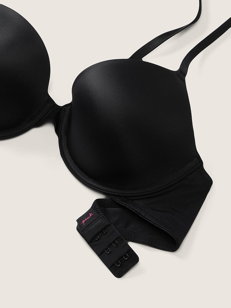 PINK Wear Everywhere Lightly Lined T-Shirt Bra, Pure Black, detail, 4 of 4