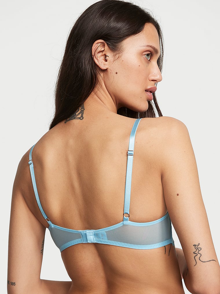 Victoria's Secret Bra 32B Blue Padded Underwire Adjustable Clasp Back
