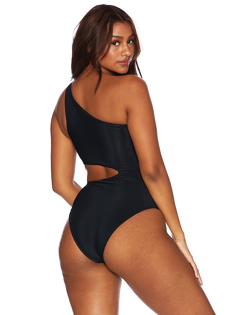 Victoria's Secret, Beach Riot Celine One-Piece Suit, Black Rib, onModelBack, 2 of 3