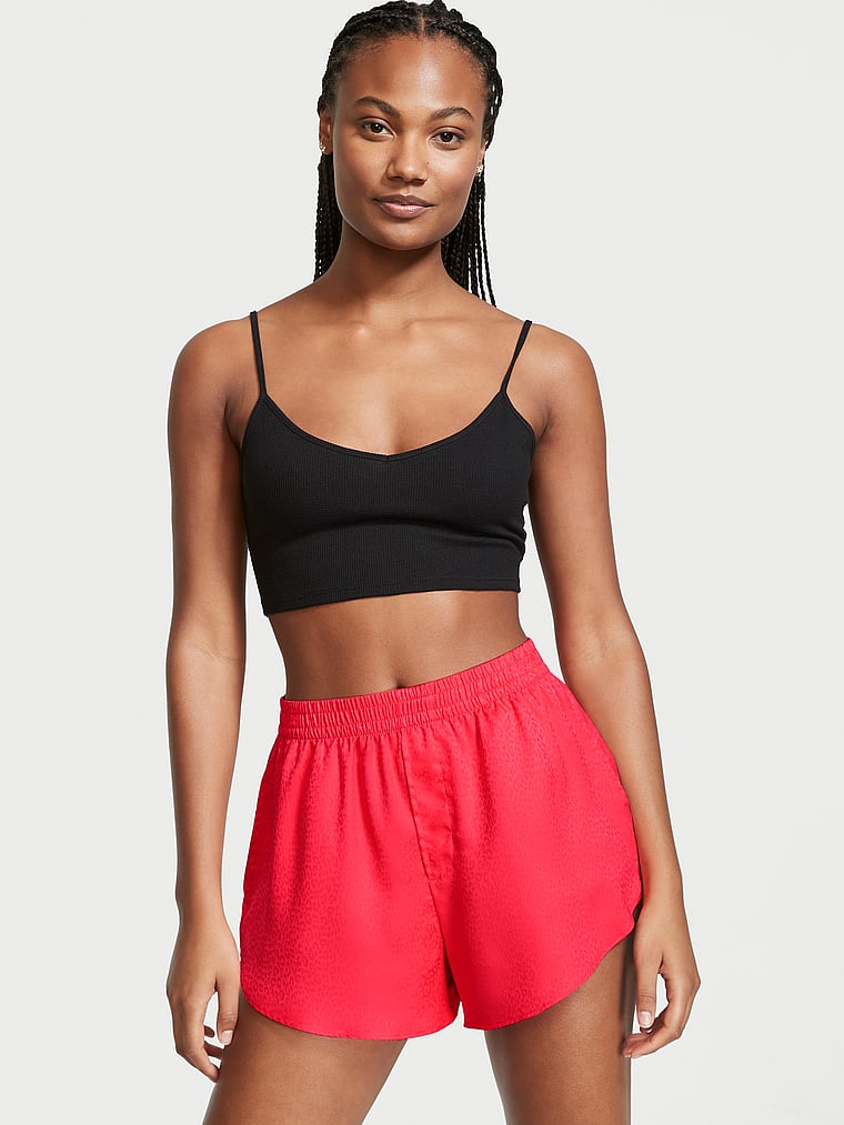 High-Waist Satin Sleep Shorts 