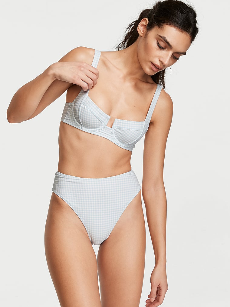 Gingham High Waist Cheeky Bikini Bottom 