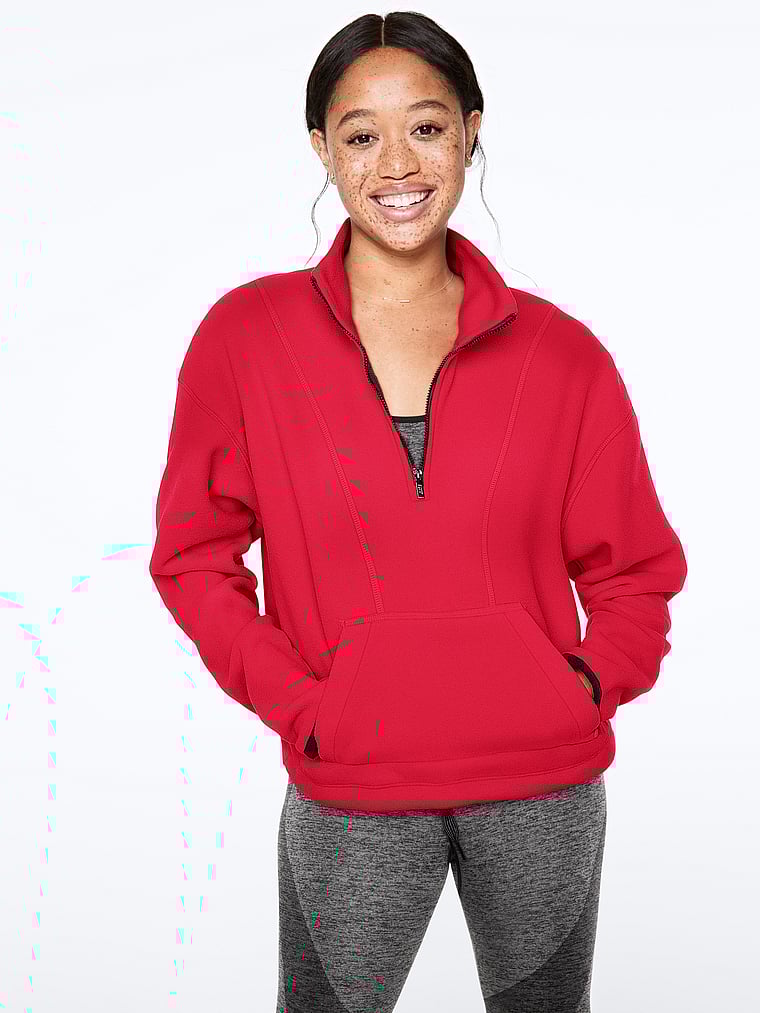 pink fleece quarter zip