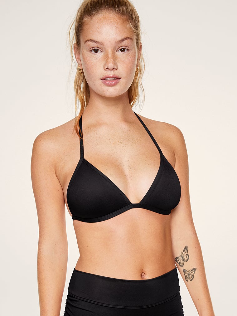 Details about  / Victoria/'s Secret PINK Black w// Neon Gradient Trim Triangle Push-Up Bikini Top