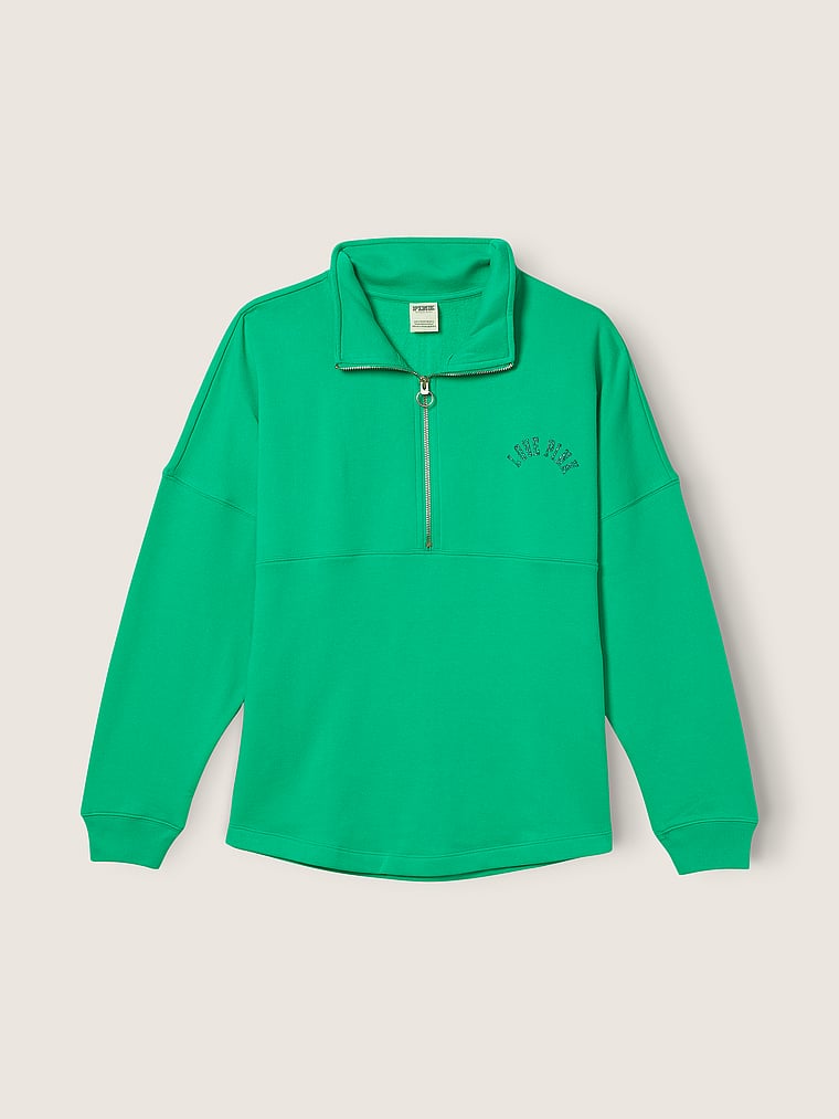 Fleece Oversized Quarter-Zip Sweatshirt - Apparel - PINK