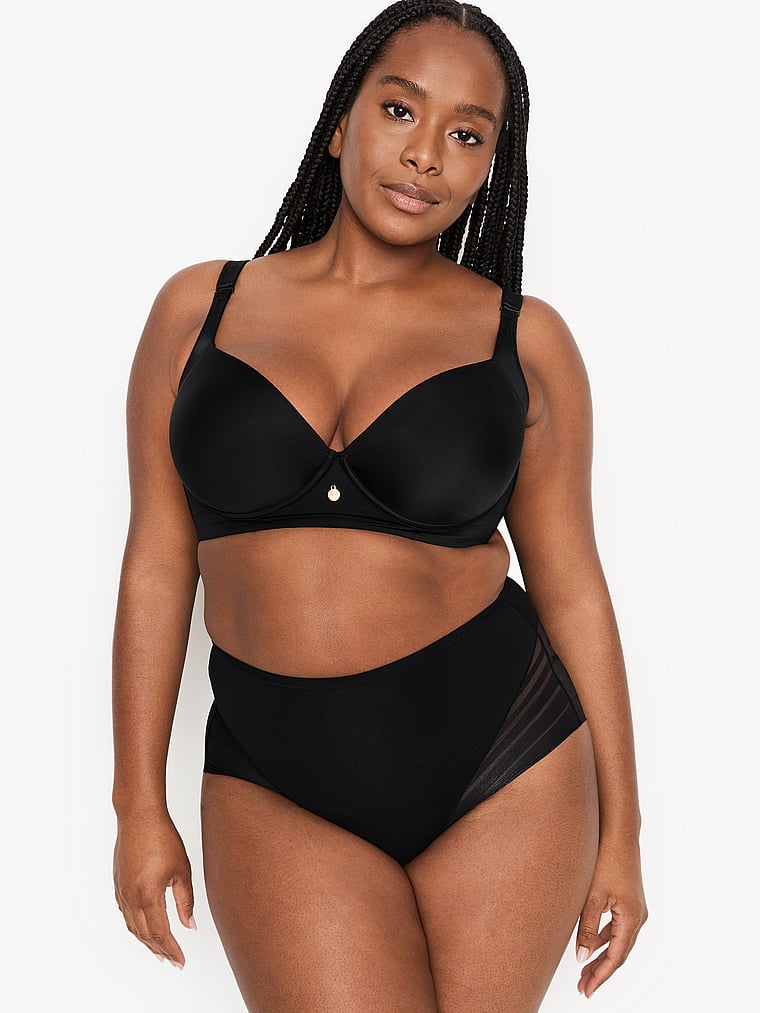 Victoria's Secret, Leonisa Shapewear Back Smoothing Full Coverage Bra, Black, onModelFront, 6 of 7