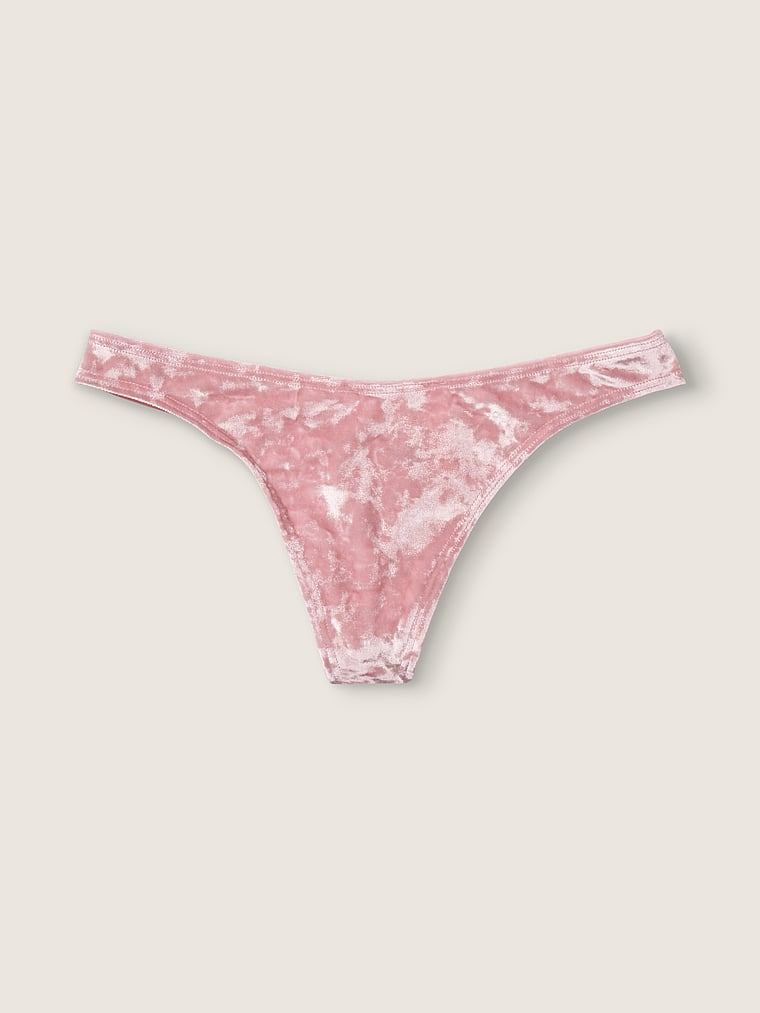 Victorias Secret Pink Logo Velvet Thong Panty Large Dahila