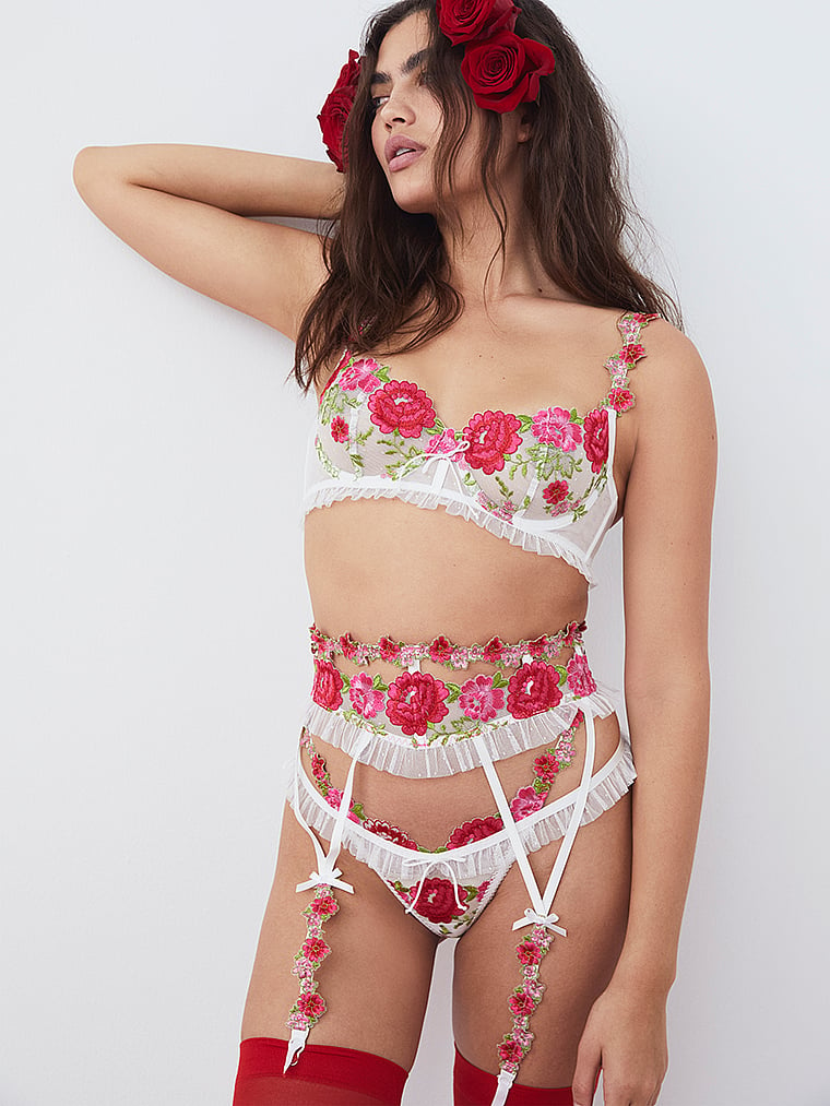 Victoria's Secret, For Love & Lemons V-Day Floral Embroidery Bra, offModelBack, 5 of 6