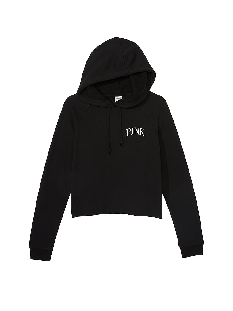 PINK Everyday Fleece Hoodie, Pure Black, offModelFront, 4 of 4