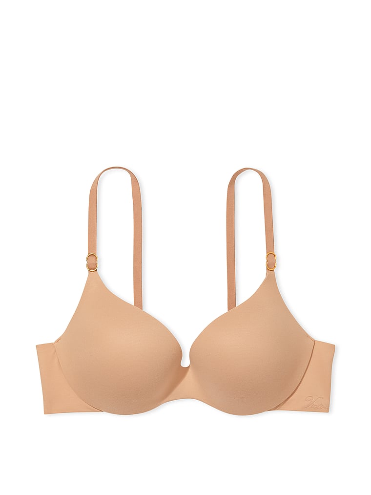 Victoria's Secret, Incredible by Victoria’s Secret Light Push-Up Perfect Shape Bra, Praline, offModelFront, 3 of 3