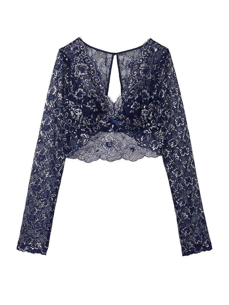 Allure Shimmer Long-Sleeve Bra Top 