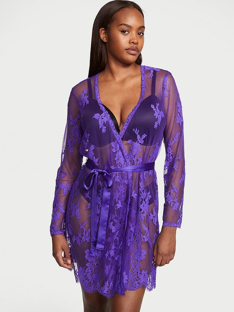 Sheer Lace Wrap Robe