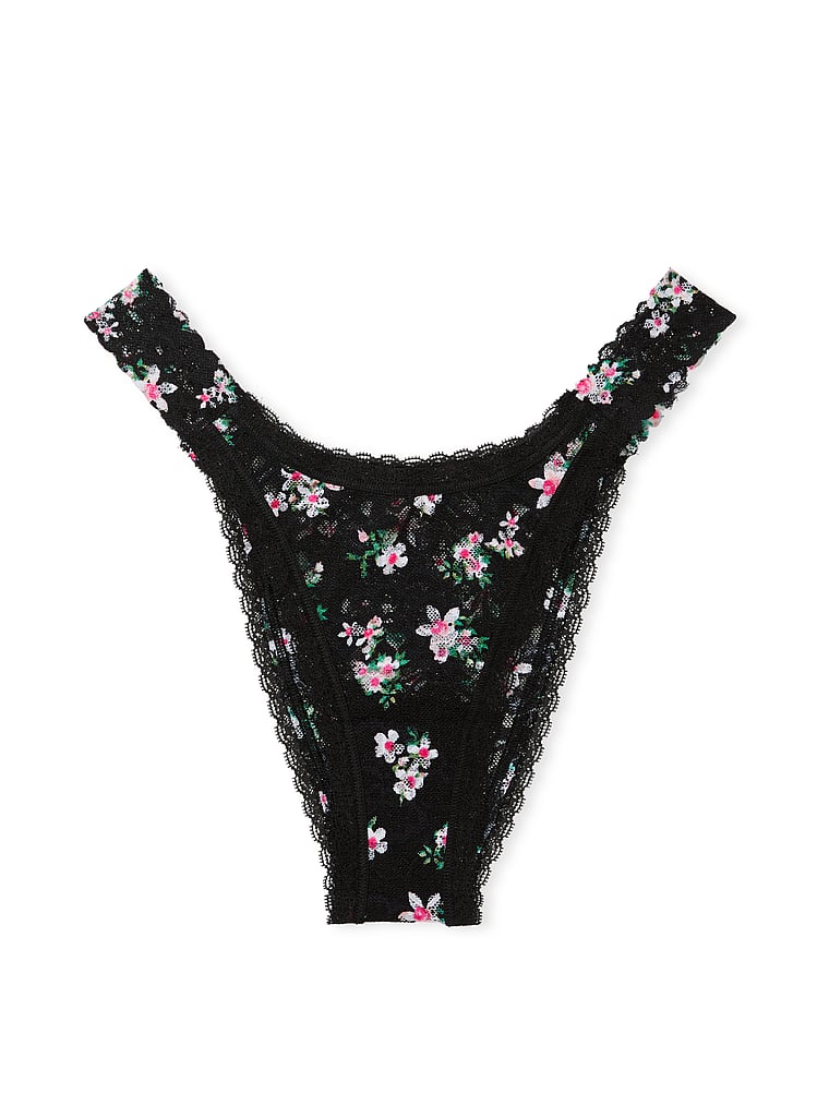 Victoria's Secret, The Lacie Lacie Brazilian Panty, Black Meadow Floral, offModelFront, 3 of 3