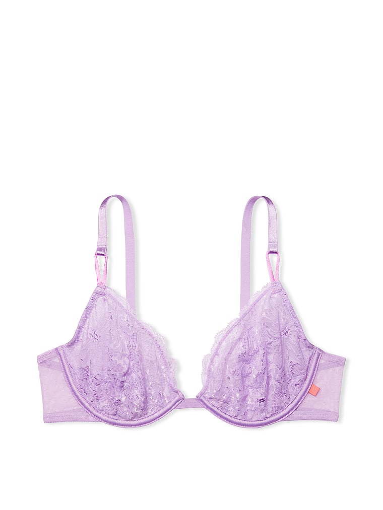 NWT Victoria's Secrets Pink Scalloped Lace Unlined Demi Bra Lavender 36 D 