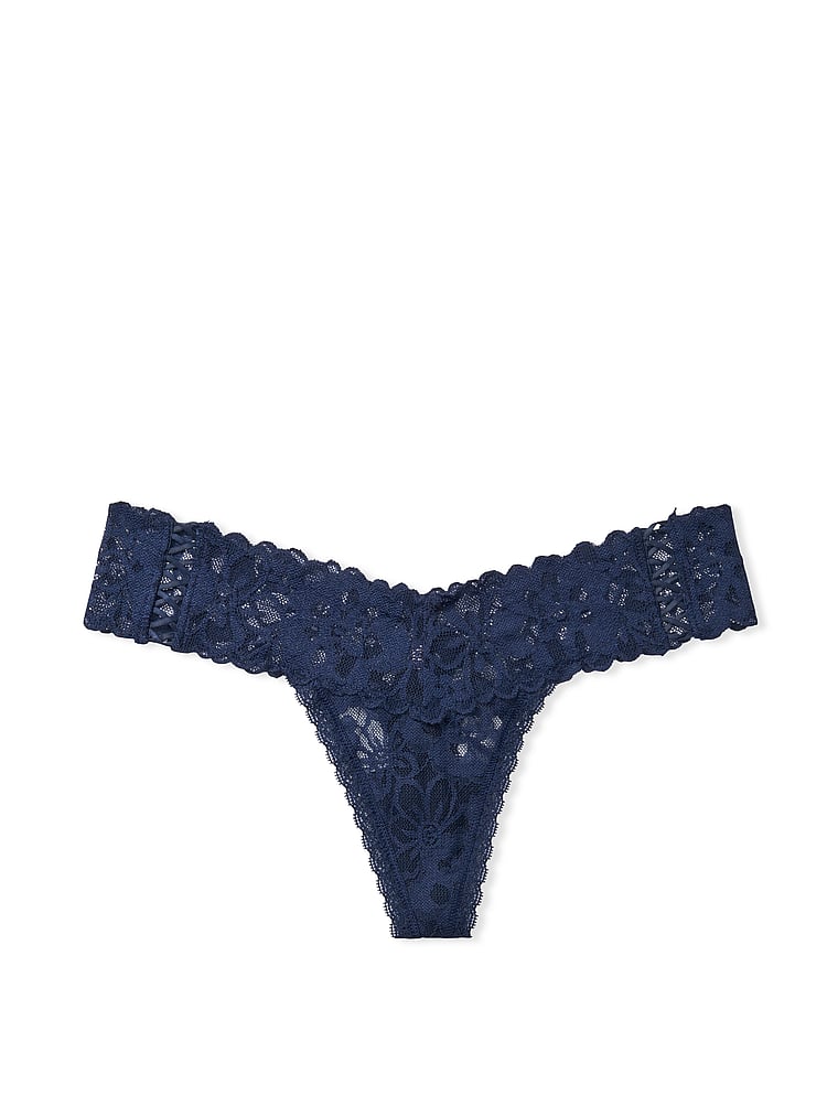 Navy blue lace thong 