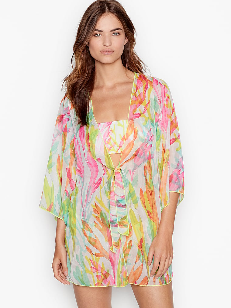 VictoriasSecret Sheer Front Tie Robe Cover-up. 1
