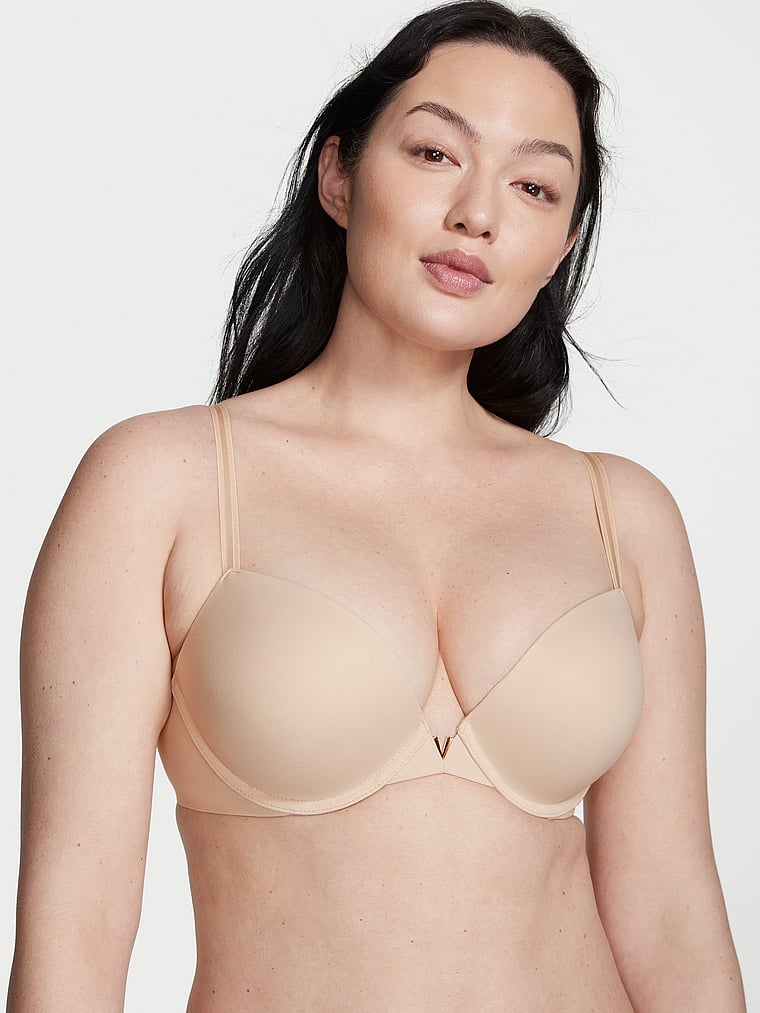 Victoria's Secret, Love Cloud Push-Up Plunge Bra, Marzipan, onModelFront, 1 of 3 Mia is 5'10" and wears 36C or Large