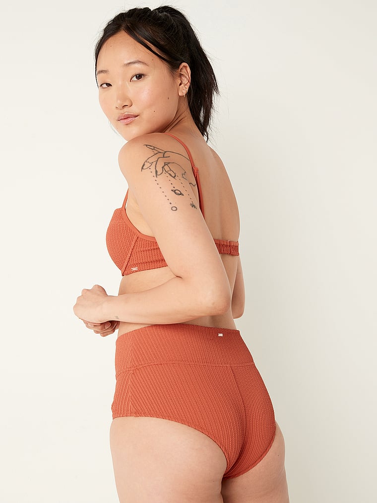 Crinkle High-Waist Shortie Bikini Bottom