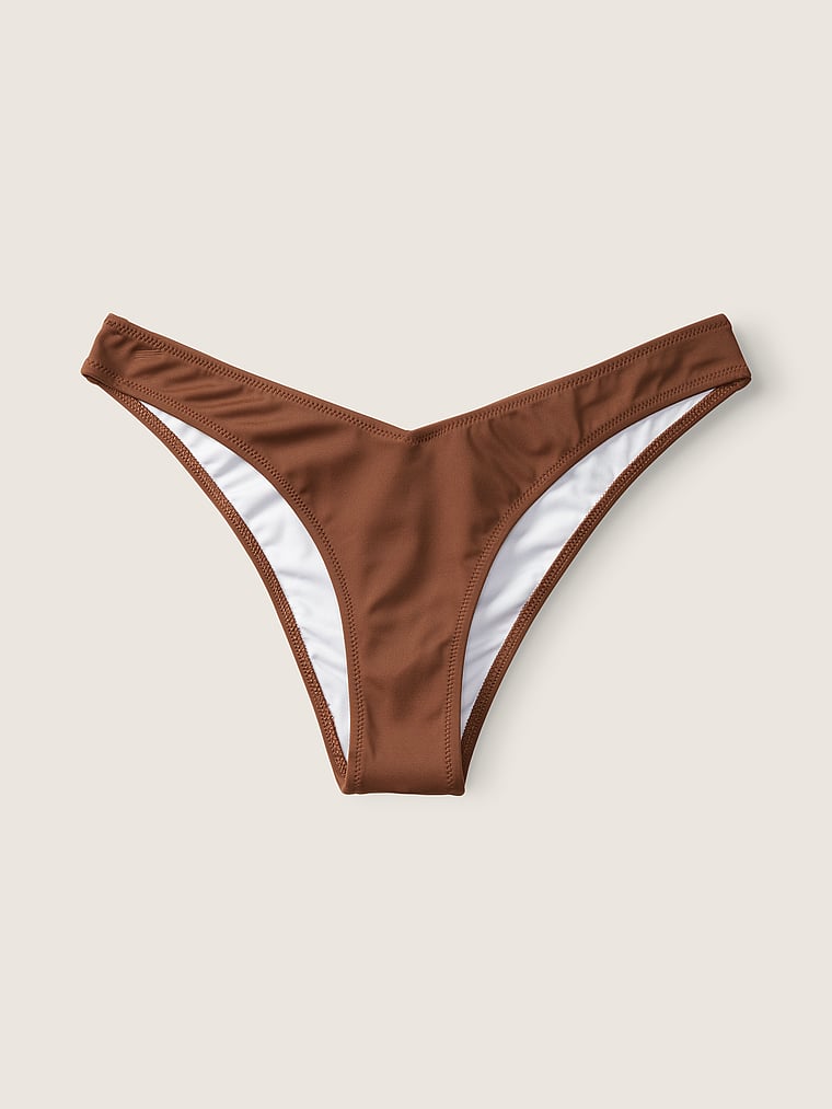 PINK V-Front Itsy Bikini Bottom, Soft Cappuccino, offModelFront, 4 of 4
