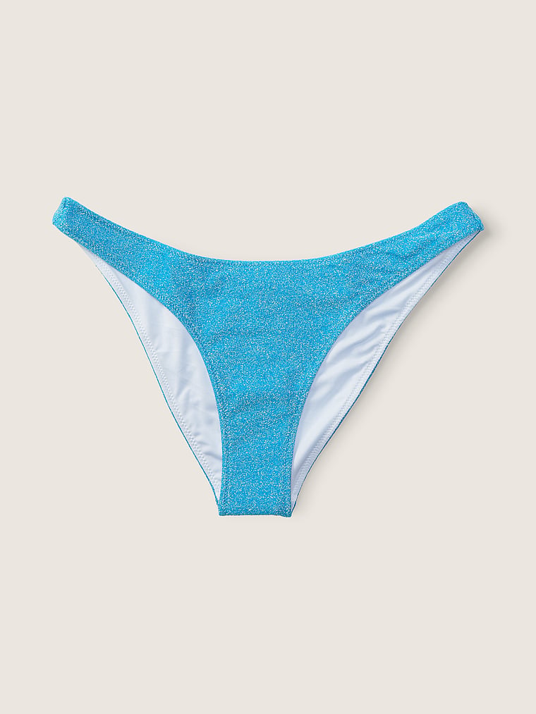 PINK Shimmer Brazilian Bikini Bottom, Bright Marine, offModelFront, 4 of 5