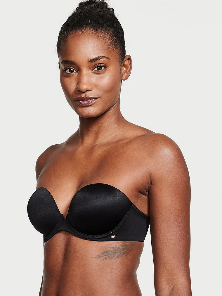Victoria's Secret, Very Sexy  Push-Up Strapless Bra, Black, onModelFront, 1 of 4 Melodie is 5'10" or 178cm and wears 34B or Medium