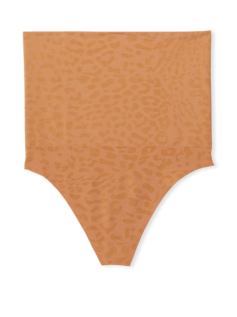 Victoria's Secret, Victoria's Secret High-Waist Seamless Thong Panty, Beige, offModelFront, 3 of 4