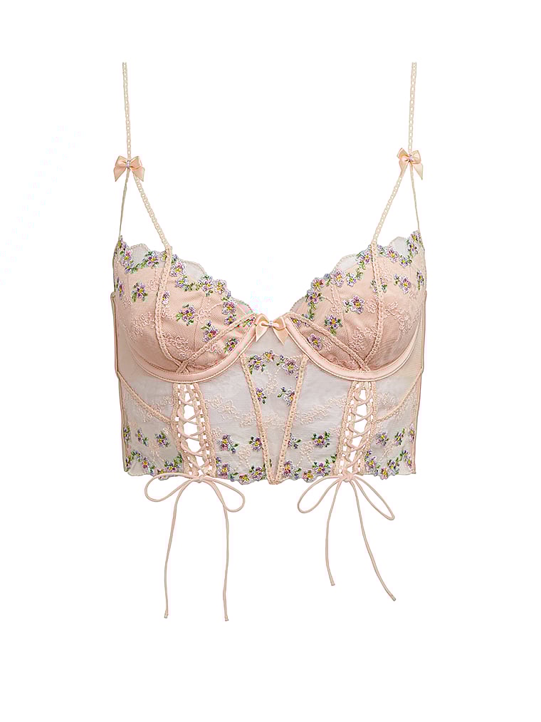 For Love & Lemons Daphne Embroidered Crop Top in pink sz L munimoro