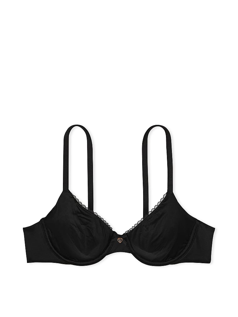 Victoria's Secret, Body by Victoria Invisible Lift Unlined Smooth Demi Bra, Black, offModelFront, 3 of 5