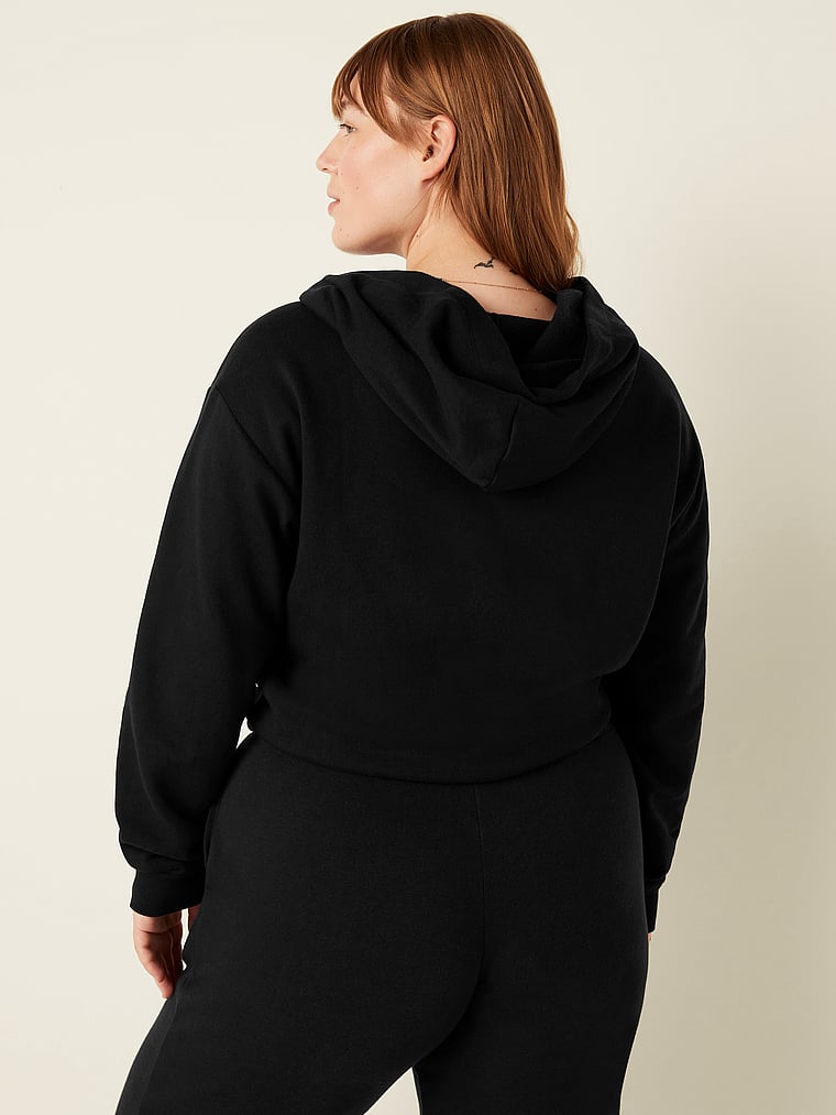 Fleece Cropped Cinched Campus Hoodie - Apparel - PINK