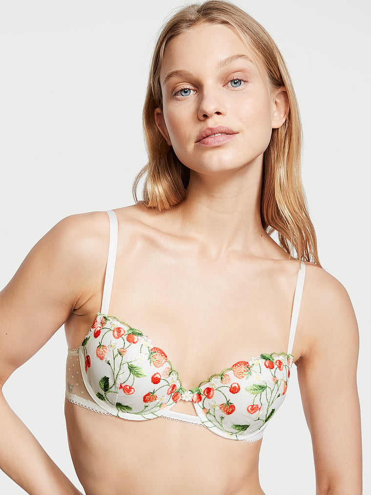 Lightly-Lined Strawberry Embroidery Demi Bra - Bras - Victoria's Secret