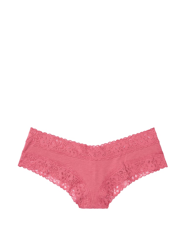 2 NEW PINK Victoria's Secret Cotton Lacetrim Cheeky Panties  Size S M L XL 