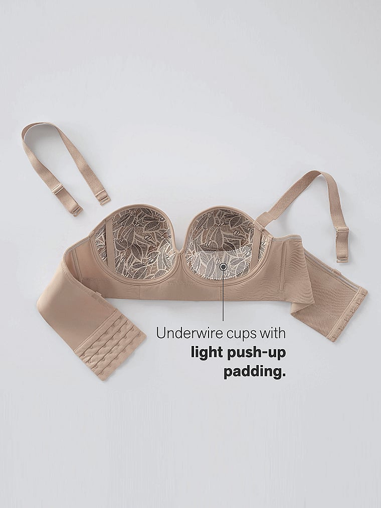 Victoria's Secret, Leonisa Shapewear Smoothing Strapless Longline Bra, Black, offModelFront, 4 of 7