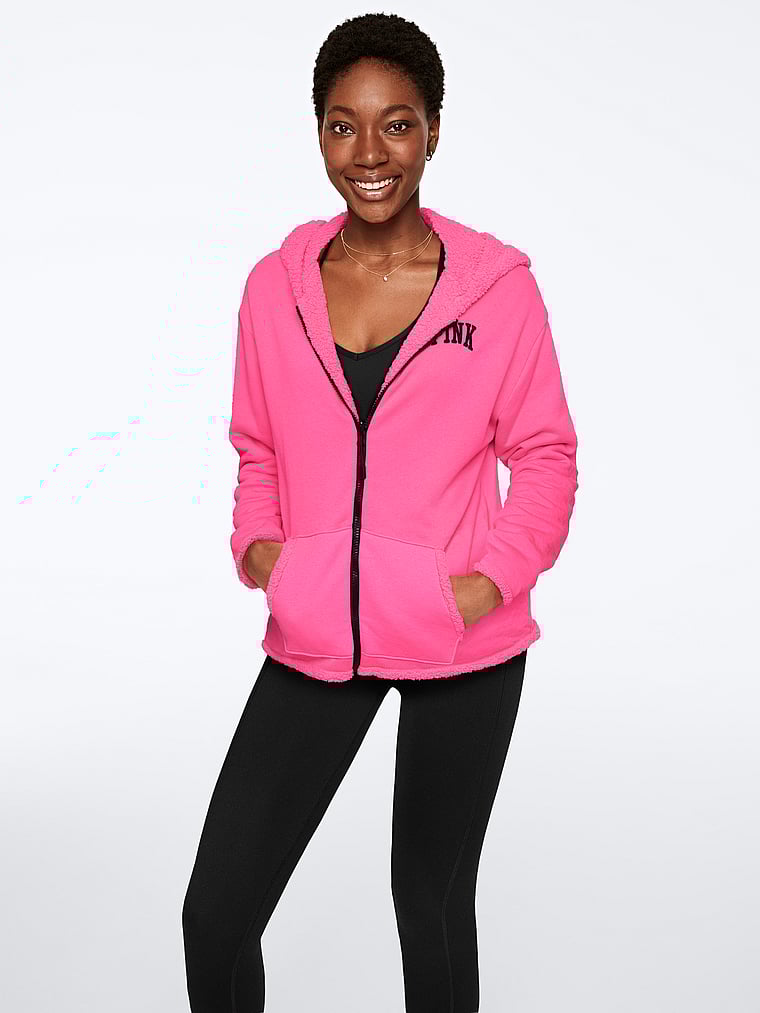 sherpa hoodie pink victoria secret