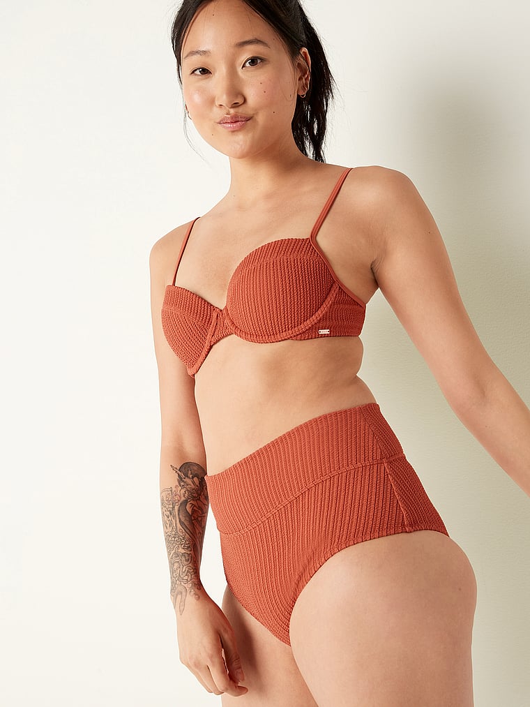 Crinkle High-Waist Shortie Bikini Bottom