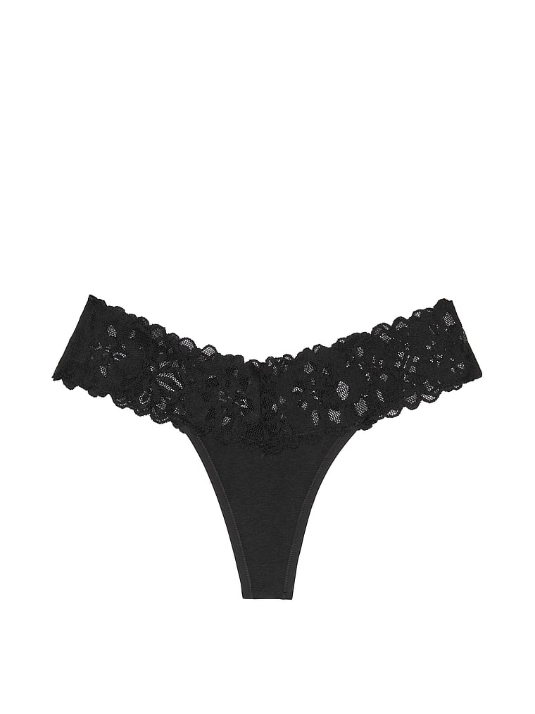 Lace Waist Cotton Thong Panty - Panties - Victoria's Secret