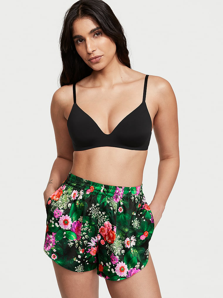 High-Waist Satin Sleep Shorts 