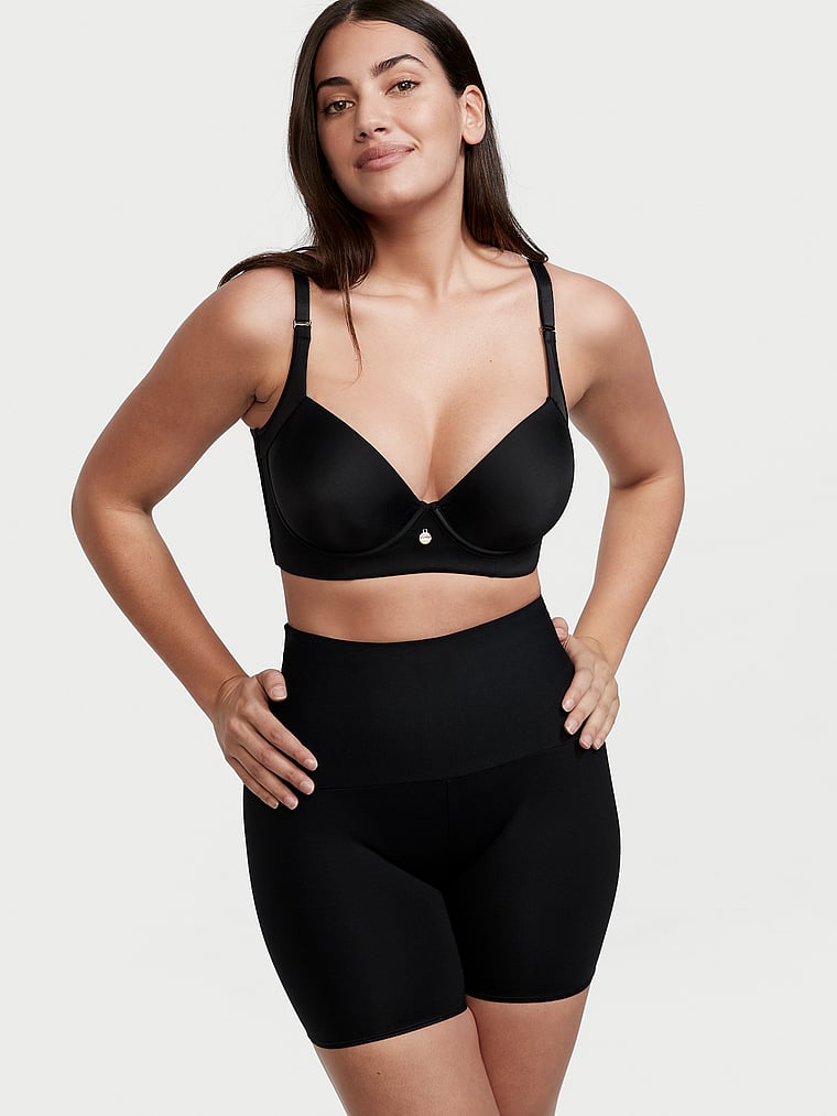 Victoria's Secret, Leonisa Shapewear Firm Compression High-Waist Shaper Slip Shorts, Black, onModelFront, 1 of 6