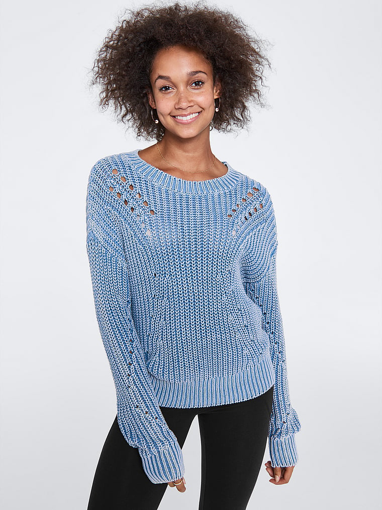 VictoriasSecret Drop Stitch Cropped Crew Sweater. 1