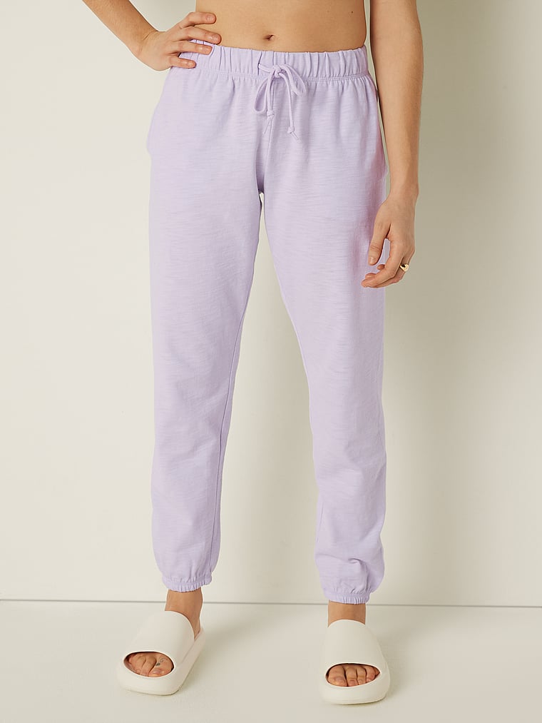 PINK Summer Lounge Cotton Pant, Purple Whisper, onModelFront, 1 of 4