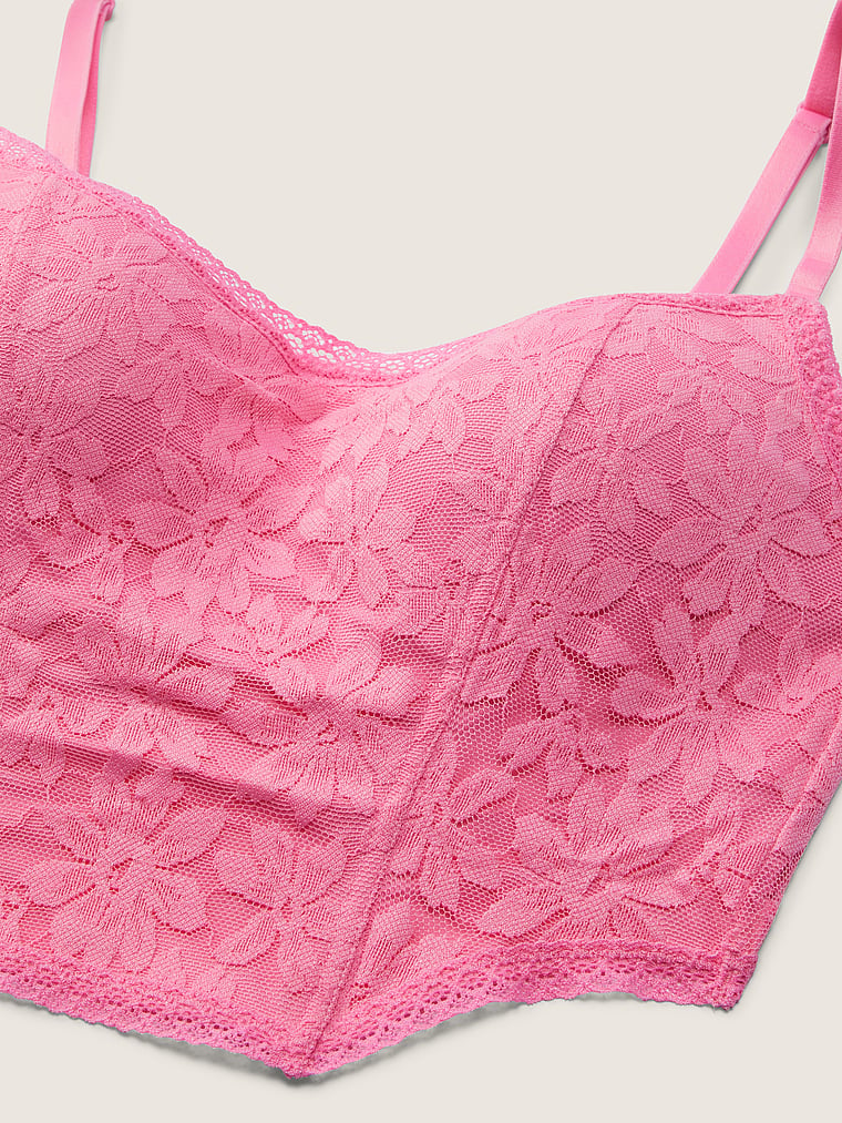 Lace Lightly Lined Corset Top - Bras - PINK