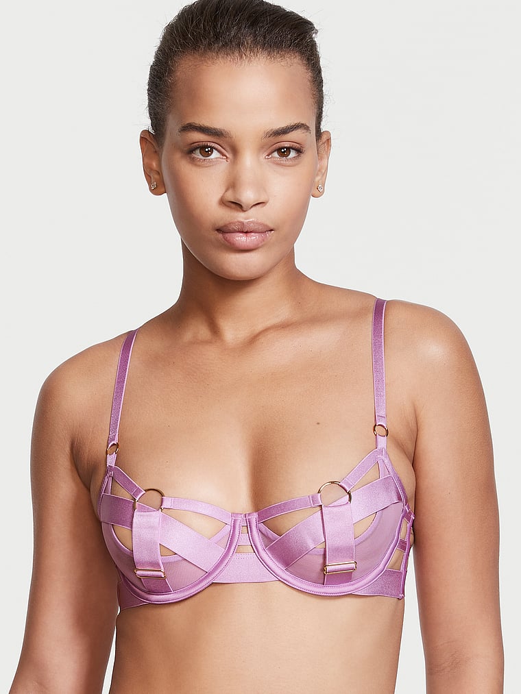 Victoria's Secret, Very Sexy Unlined Demi Strappy Cutout Bra, onModelFront, 3 of 4