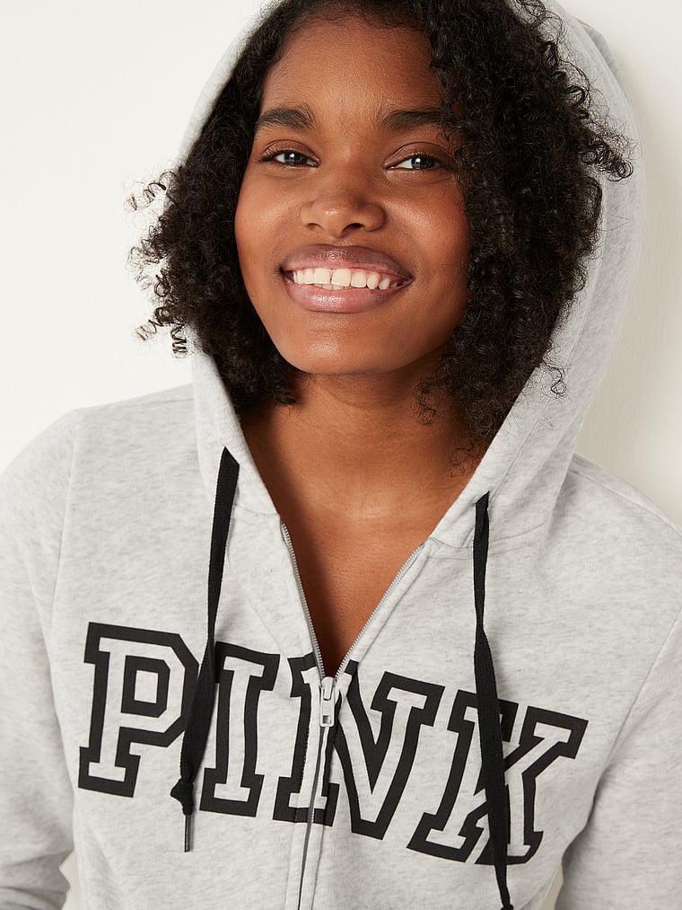 Fleece Zip-Up Everyday Hoodie - PINK - pink