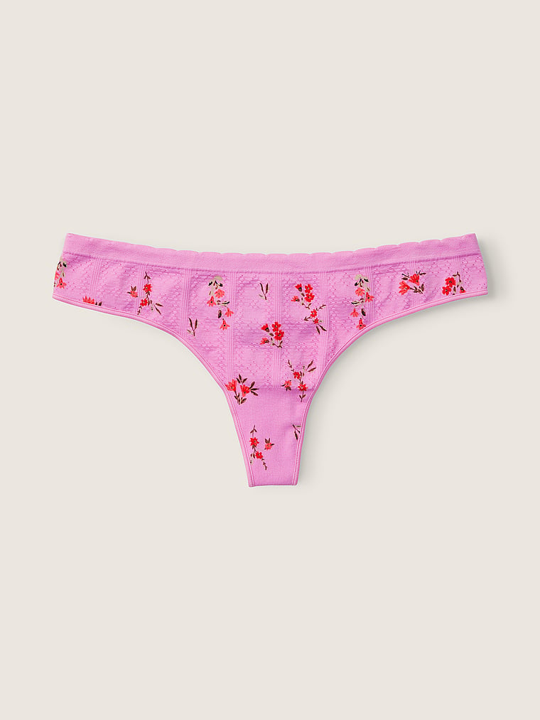 Soft Seamless Pointelle Thong - PINK