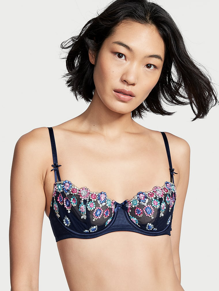 Unlined Open Cup Balconette Bra with Print - Dream Angels - vs