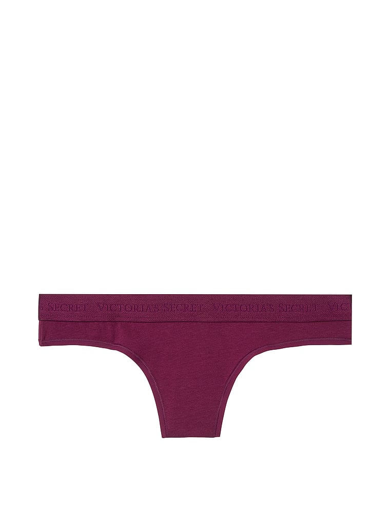 Details about   Victorias  Secret Logo Band Cotton Blend Blush Thong Panty Size XL 